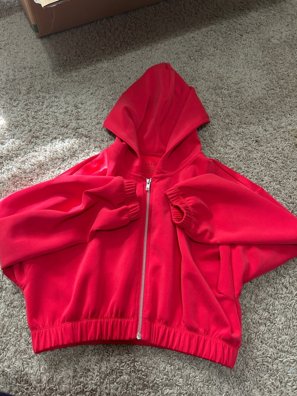 Women’s Red Hooded Zip Jacket